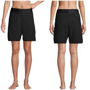 Lands End Womens 9" Board Shorts Black size 16